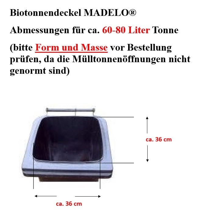 5665 Biotonnendeckel Madenlos für 80 ltr. Tonne der Form 1 (Bitte Form und Masse vor Bestellung