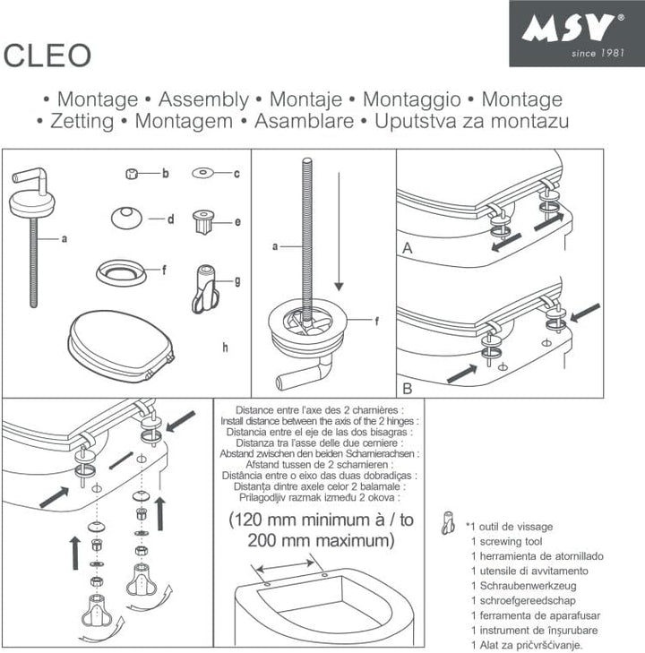 MSV - CLÉO MDF-WC-Sitz - Edelstahlscharniere - Absenkautomatik - Ø 370 x 450 mm - Matte Terrakotta-F