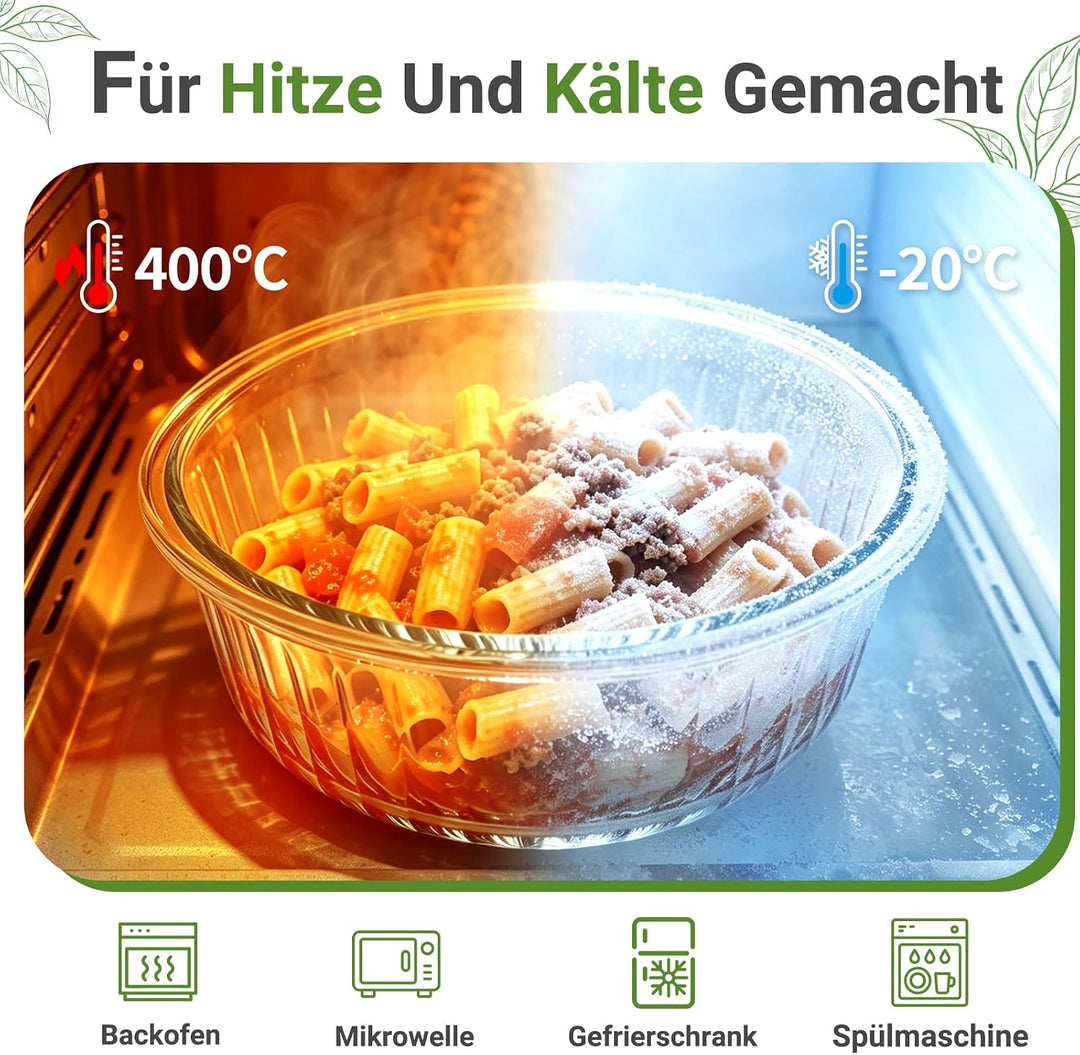 Glasbehälter mit Deckel – 4er Set Frischhaltebehälter Glas auslaufsicher &amp; BPA-frei – Meal Prep Boxe