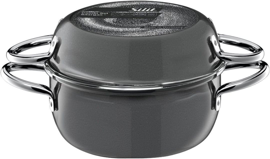 Silit Combi-Set Topf & Pfanne Ø 21cm, anthrazit, Silargan, 2-in-1 Set, ideal für kleine Küchen, Made