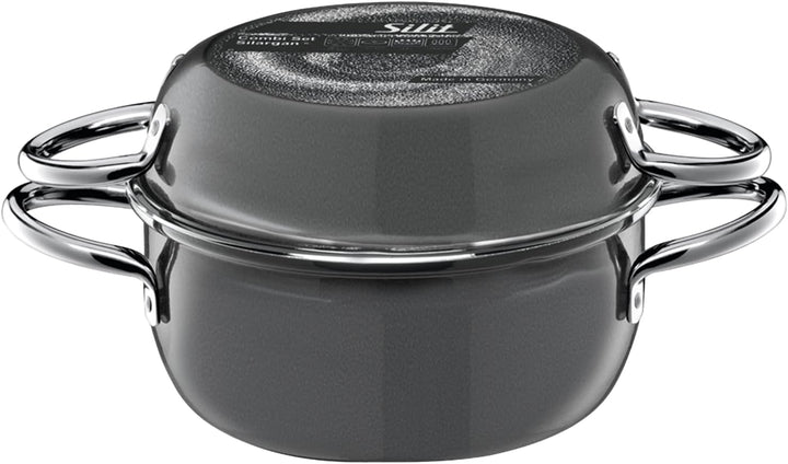 Silit Combi-Set Topf & Pfanne Ø 21cm, anthrazit, Silargan, 2-in-1 Set, ideal für kleine Küchen, Made