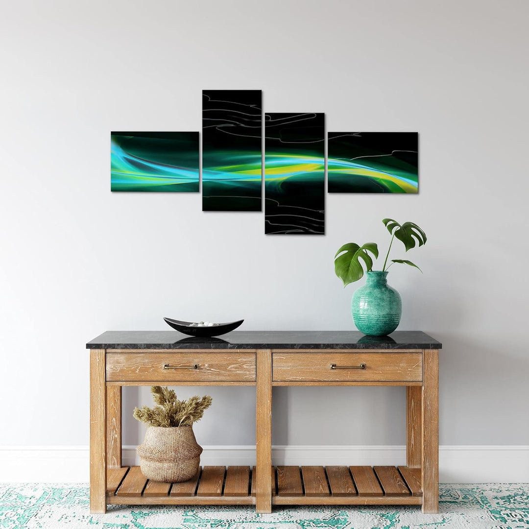 Runa Art Bild Modern Abstrakt - Made in Germany - Wandbilder Schwarz Türkis Grün 4 Teilig 103242b 10