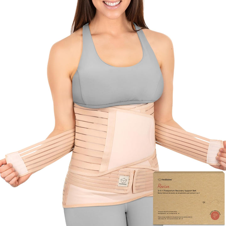 KeaBabies Revive 3 in 1 Postpartum Gürtel für Damen - Bauchgurt nach Geburt Kaiserschnitt, Rückbildu