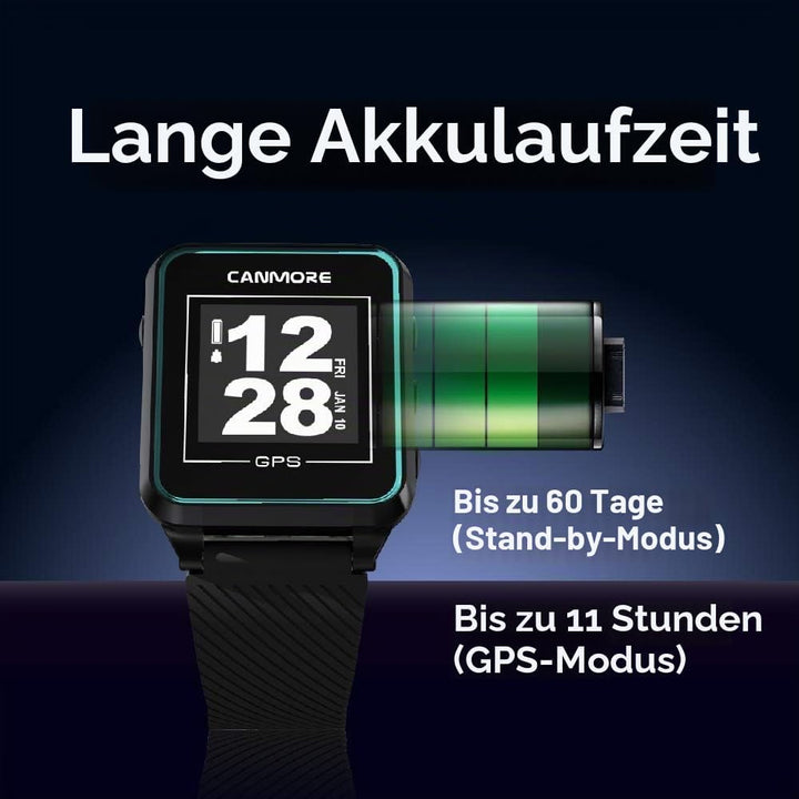 Canmore TW353 Golf-GPS-Uhr, kontrastreiches LCD-Display, leichtes Golfzubehör, Türkis/Schwarz, Türki
