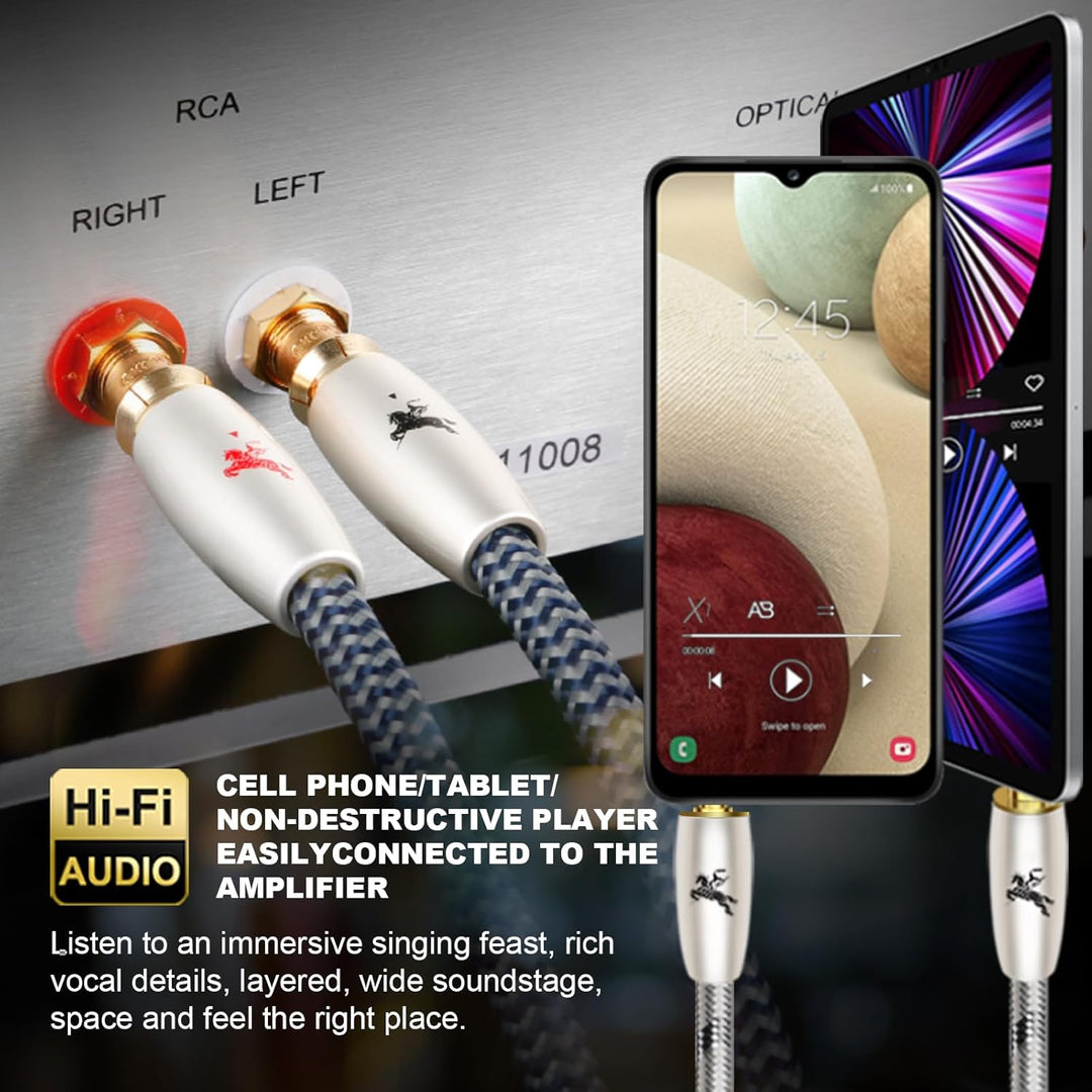 Impeto 3,5mm Klinke auf 2 Cinch Y Kabel Adapter [2m] Aux auf 2 RCA kabel Audio Kabel, 6N OFC cinch a