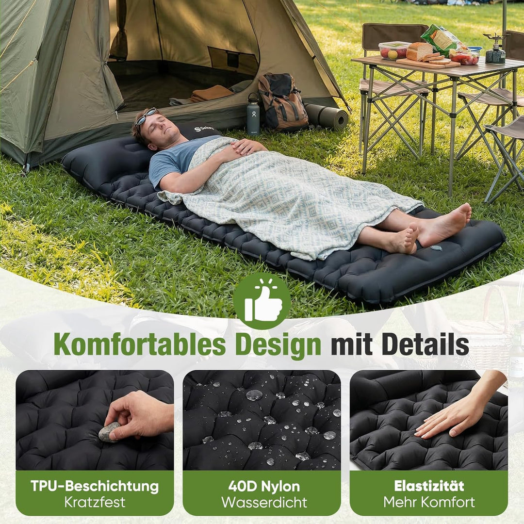 Sekey Ultraleichte Camping Luftmatratze mit Fusspumpe, 1 Min Aufblasen Campingmatratze, Extra Klein