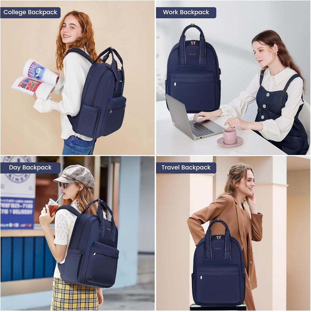 LOVEVOOK Rucksack Damen Gross, 17 Zoll Laptop Schulrucksack Teenager mit Laptopfach, Elegant Schulta