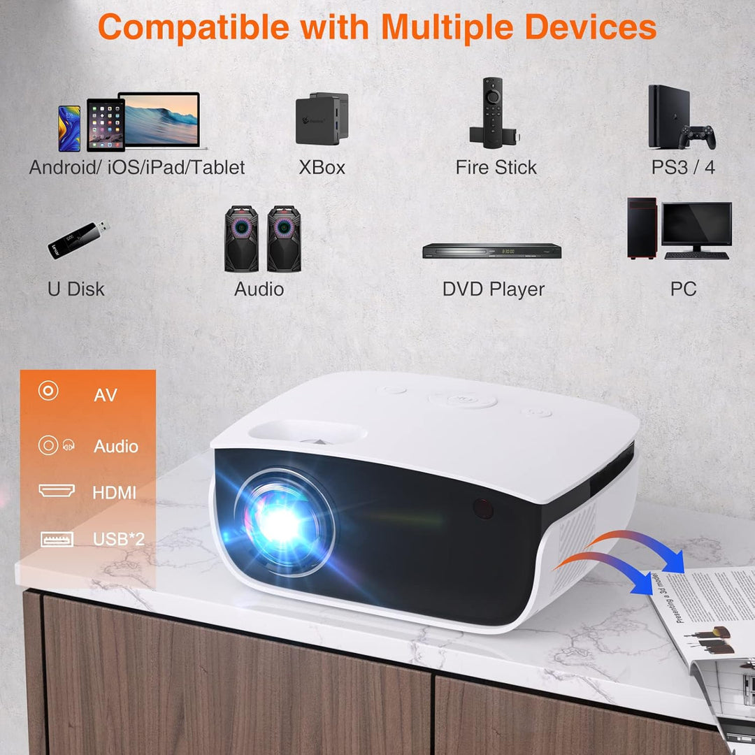 T TOPVISION Mini Beamer, 7500L Tragbarer Heimkino Beamer Unterstützung 1080P Full HD LCD [Bildschirm