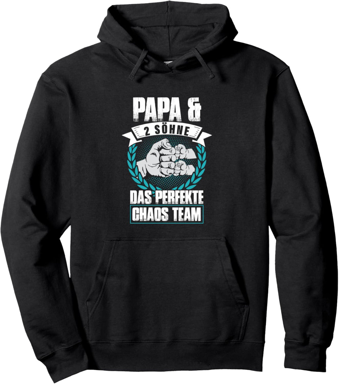 Papa & 2 Söhne Das Perfekte Chaos Team Vater und Sohn Pullover Hoodie