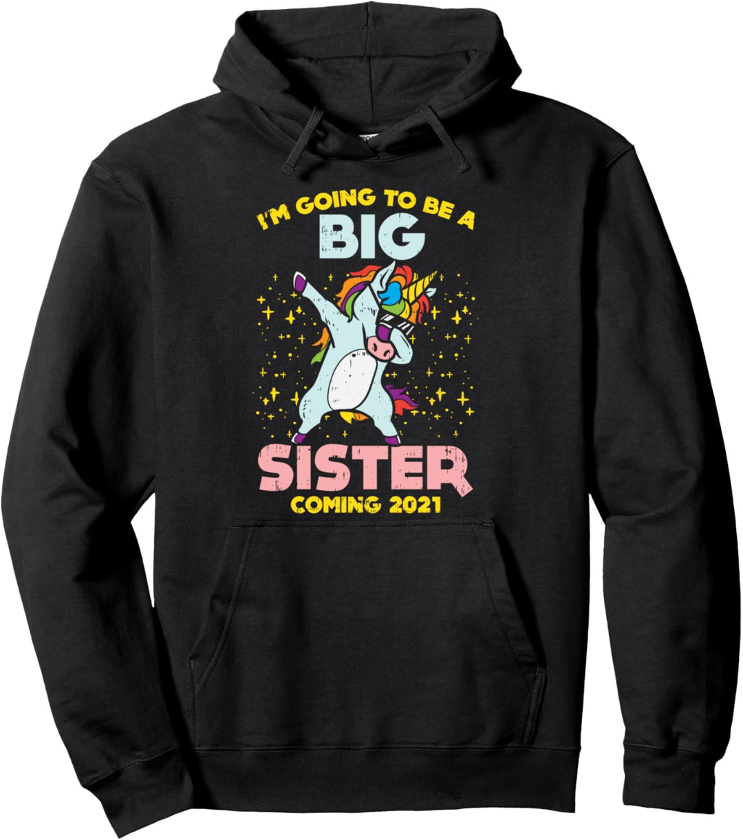 Going Big Sister Coming 2021 Unicorn Baby Announcement Gift Pullover Hoodie