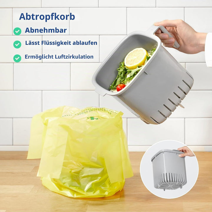 BLUE GINKGO Biomülleimer Küche – Kompostbehälter Küche mit Deckel, Griffen | Spülmaschinenfest | Her
