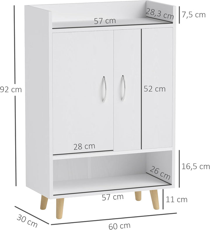 HOMCOM Schuhschrank Schuhregal Schmal mit 4 Fächern Schuhaufbewahrung für 12 Paar Schuhe, Flur und E