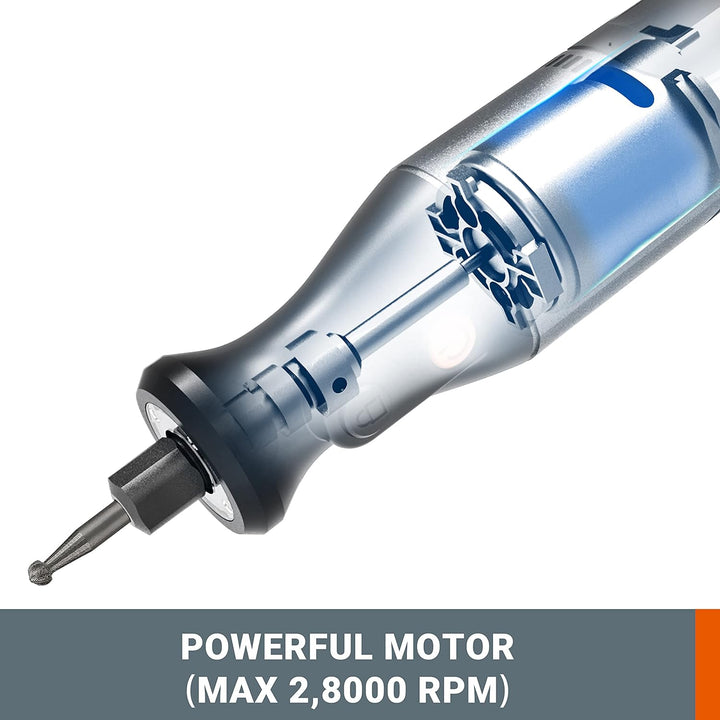 WORX Akku Multifunktionswerkzeug 8V WX106 mit 23 Zubehören Variable Drehzahleinstellung 5000-28000 U