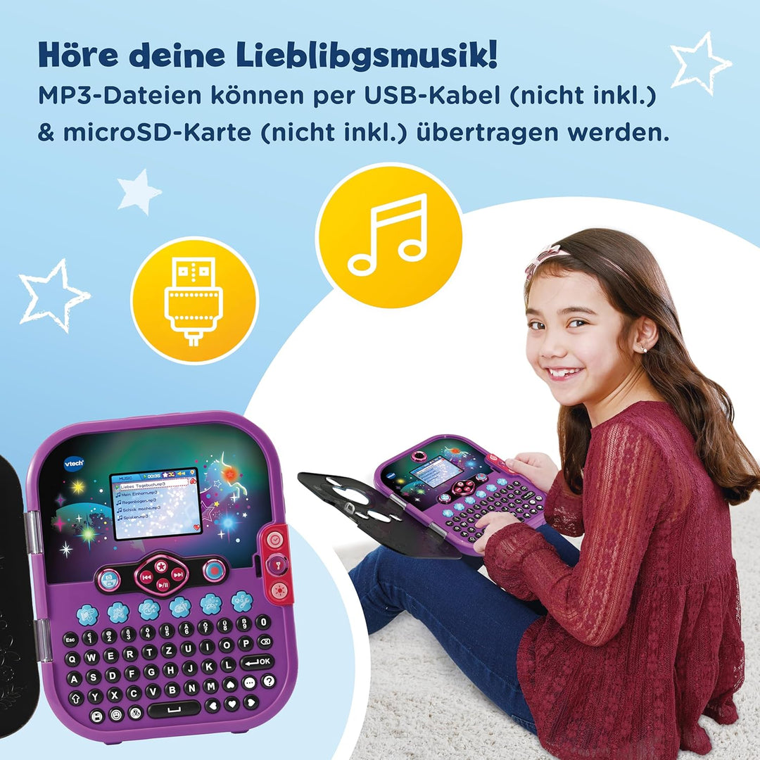 VTech Kidisecrets Selfie Music 2.0 black – Kindertagebuch mit 2 Kameras, MP3-Player, Gesichtserkennu
