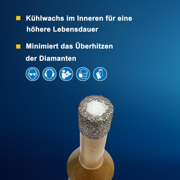 EDW Profi Fliesenbohrer 12 mm x M14, Fliesenbohrkrone für Trockenbohren in Fliese, Wandfliese, Feins