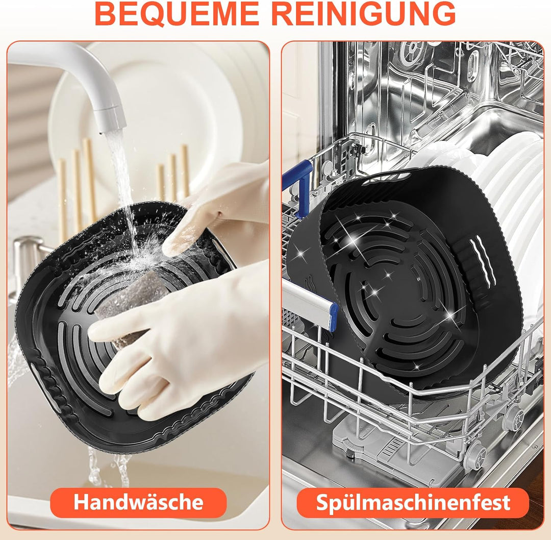 YINGRACE 22CM Silikonform für Heissluftfritteuse, 2PCS Airfryer Zubehör XXL Silikon Backform für Phi