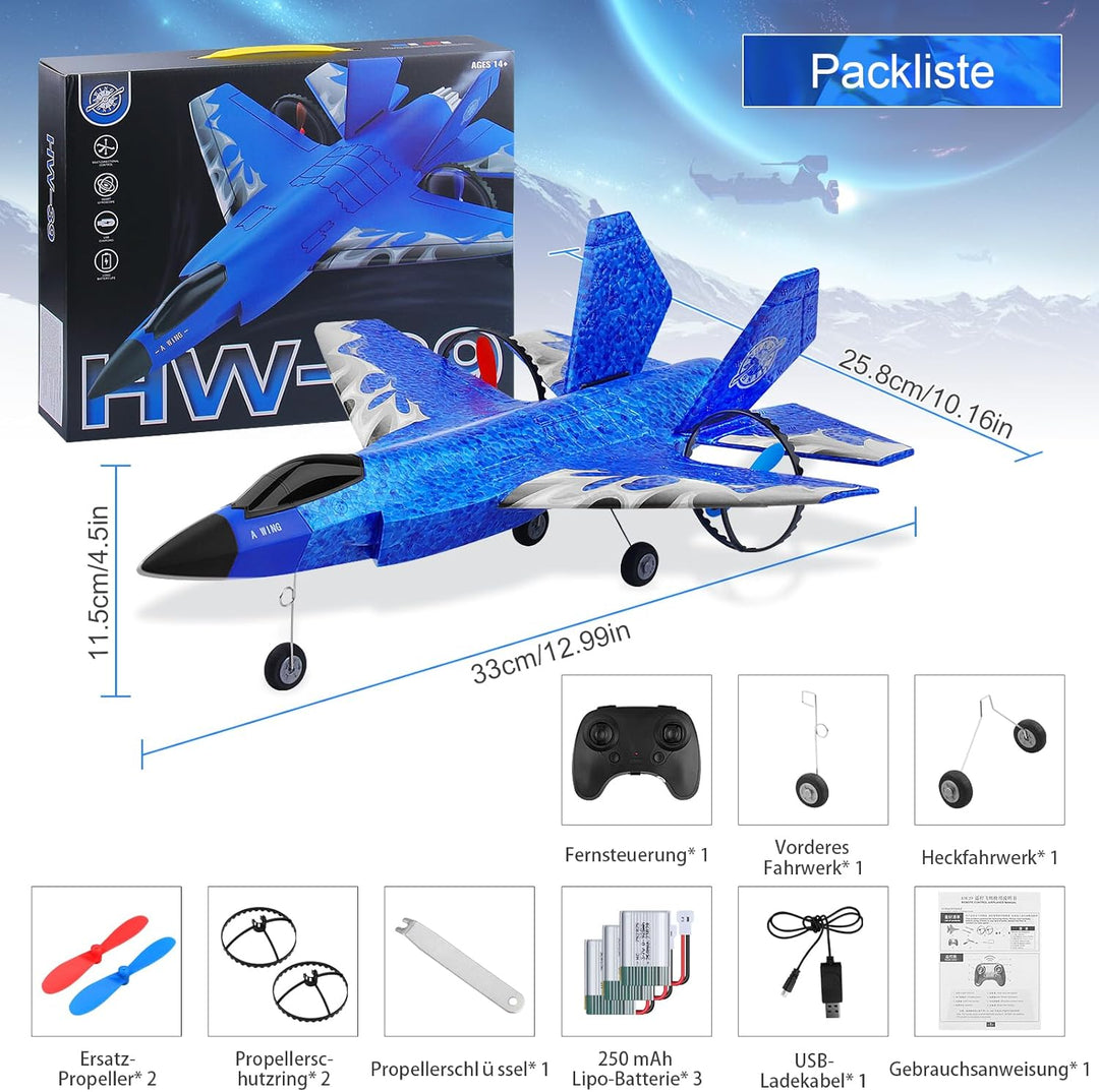 Henakmsl RC Flugzeug 2CH RC Flugzeug Spielzeug HW39 Fighter 2.4GHz Ferngesteuertes Flugzeug RTF für