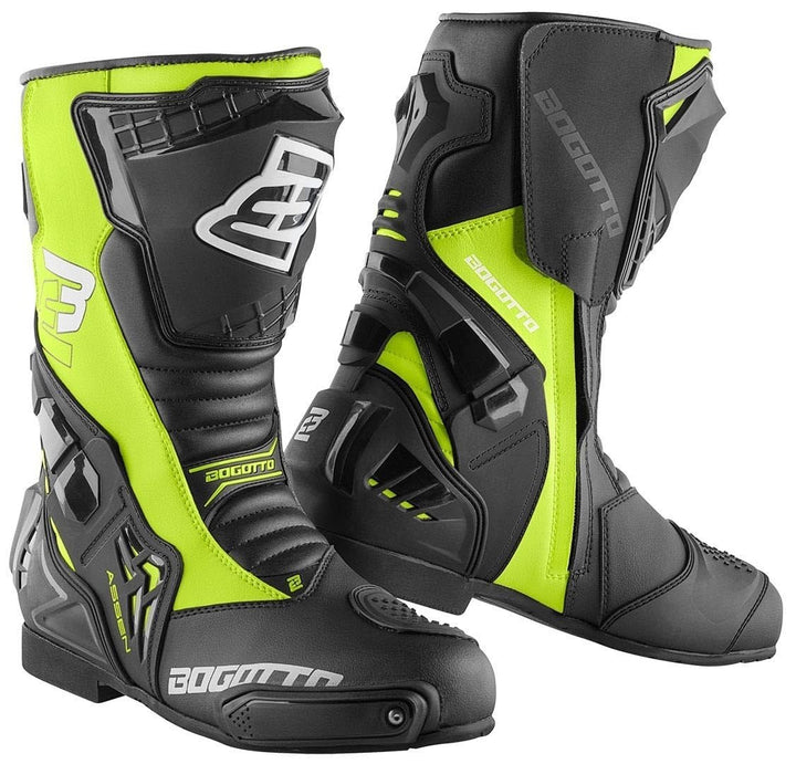 Bogotto Assen Motorradstiefel, schwarz/neon-gelb, 40 40 EU Schwarz Neon Gelb, 40 EU Schwarz Neon Gel
