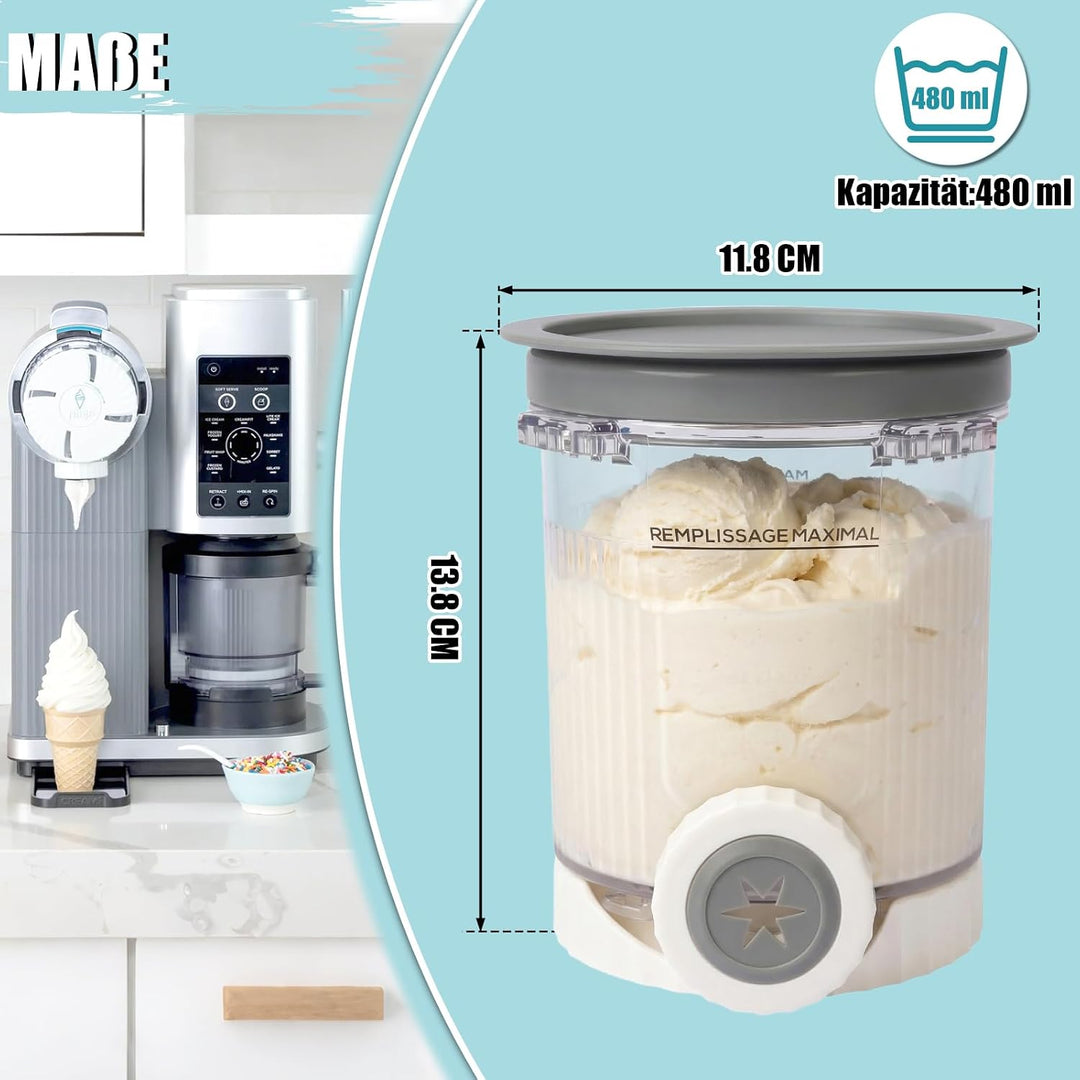 GFTIME 4 Stück Eisbehälter für Ninja Swirl by CREAMi NC700 NC701 NC701EU/NC701UK, 480 ml Behälter mi