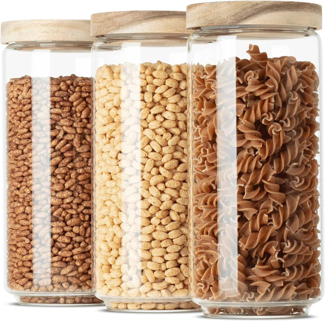 Econovo® Vorratsdosen Glas mit Deckel Set 1000ml (3-teilig) aus Borosilikatglas, stapelbar und luftd