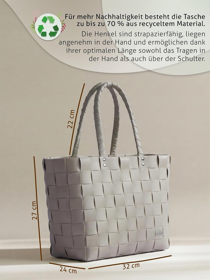 normani Flecht-/Einkaufskorb - inkl. eingenähter Innentasche für Schlüssel, Handy etc, Farbe Sugar S