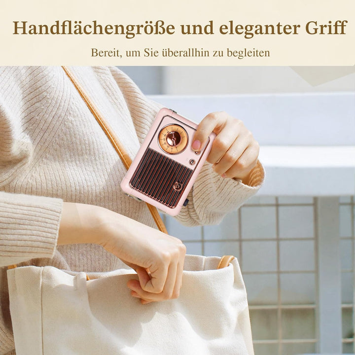 PRUNUS J-999 Mini Bluetooth Lautsprecher mit Radio FM, Retro Radio Bluetooth Speaker Wiederaufladbar