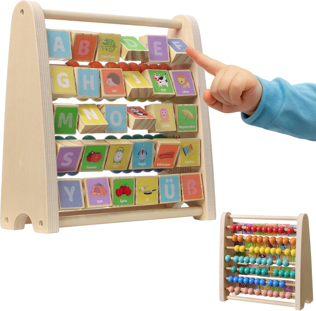 Navaris Lernspielzeug Zahlen Farben - Rechenschieber und Alphabet Abakus für Kinder ab 1 Jahr - Bunt