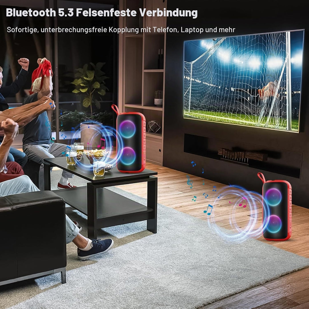 Bluetooth Lautsprecher Klein, Musikbox Bluetooth 5.3 Freisprechfunktion, Tragbarer Lautsprecher Bass