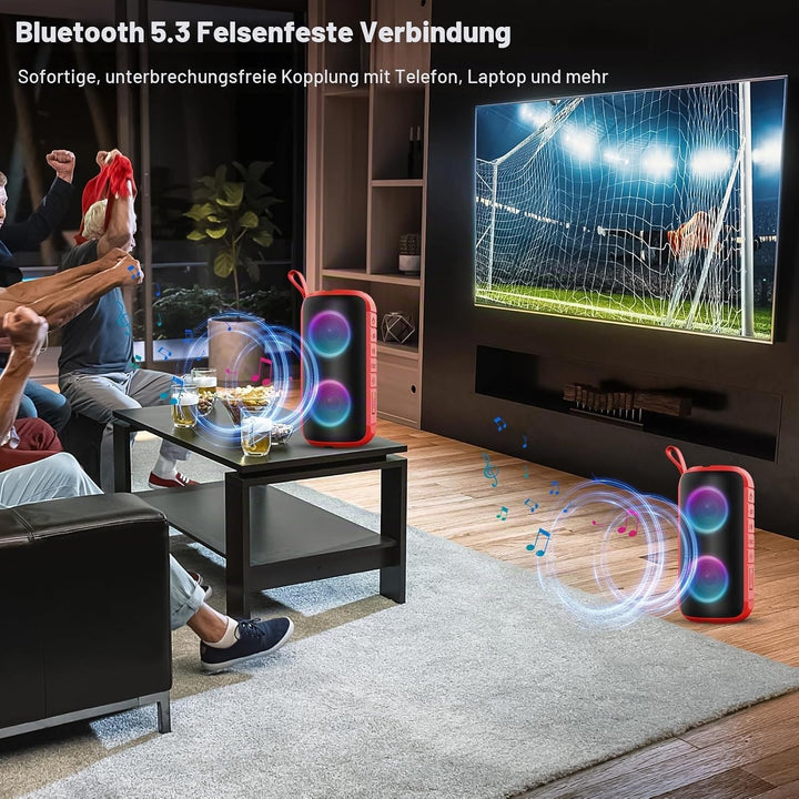 Bluetooth Lautsprecher Klein, Musikbox Bluetooth 5.3 Freisprechfunktion, Tragbarer Lautsprecher Bass