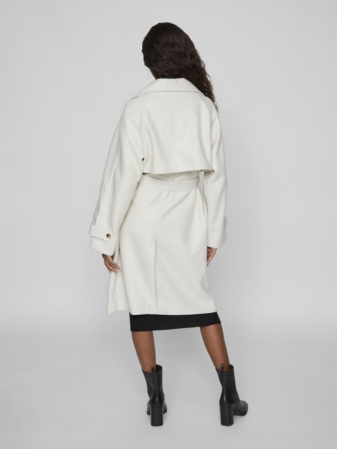 Vila Damen Vilandra L/S Coat/Su Langmantel 38 Super Light Natural Melan, 38 Super Light Natural Mela