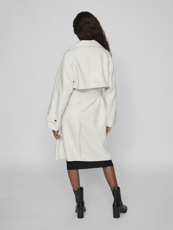 Vila Damen Vilandra L/S Coat/Su Langmantel 38 Super Light Natural Melan, 38 Super Light Natural Mela