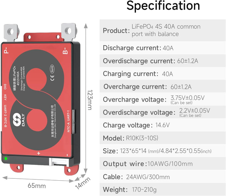 DALY Smart 4S BMS 12V mit WiFi Modul und CAN 485 Kommunikationsschutzplatine für LifePO4 Lithium Akk