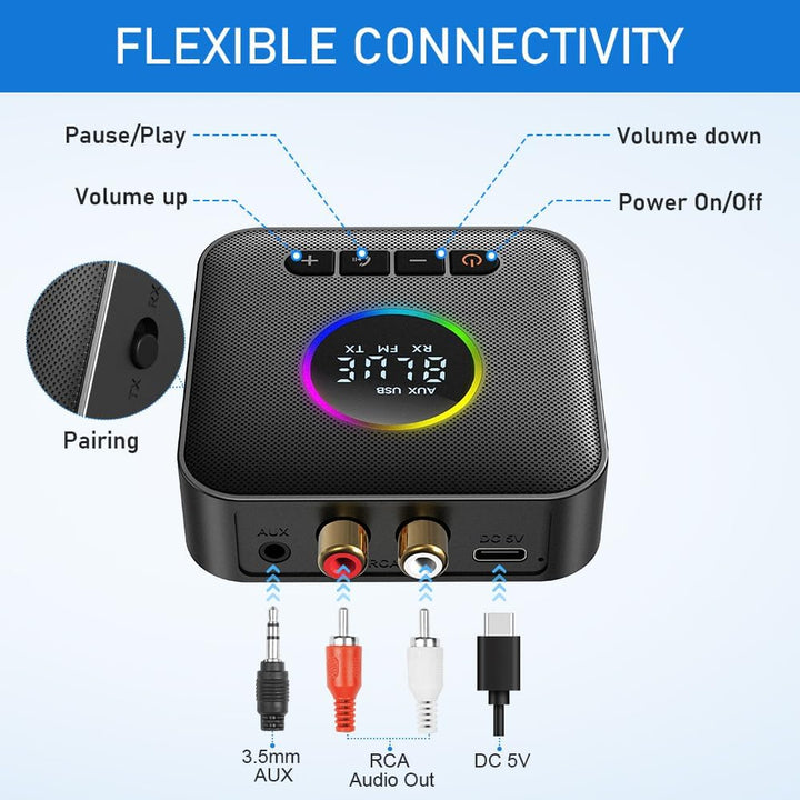 AXFEE Bluetooth 5.4 HiFi Empfänge, 2-in-1 Bluetooth 5.4 Sender & Empfänger, für Musik-Streaming-Soun