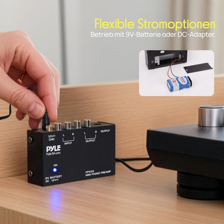 Pyle Stereo Verstärker – Phono Preamp – Phono Verstärker für Plattenspieler RCA Ein- & Ausgang als P