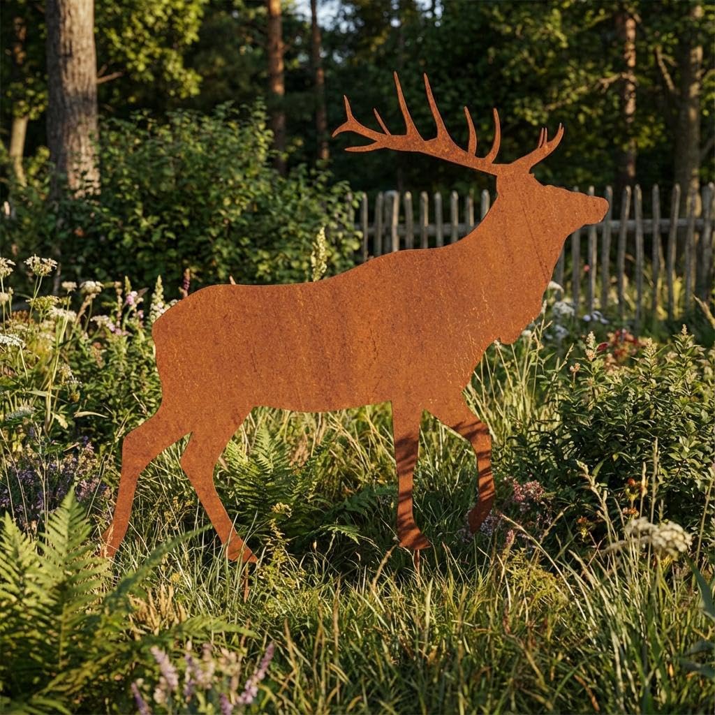 Kapaga - Gartenfigur aus Rost auf Einschlagbeinen - Metall Tierfigur - Edelrost Dekofigur - Tier Fig