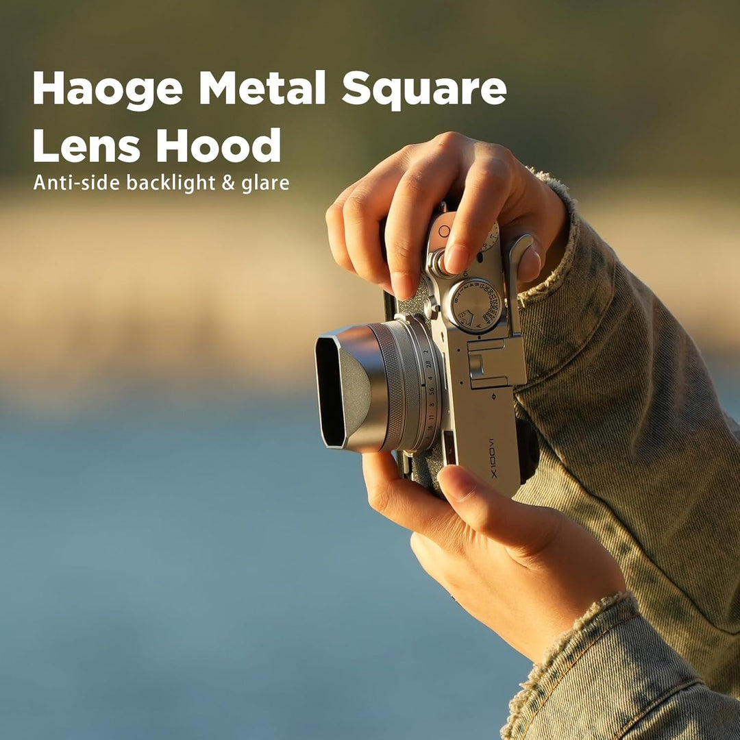 Haoge LH-X54W Metall Rechteckig Sonnenblende Gegenlichtblende mit 49mm Adapterring für Fujifilm Fuji