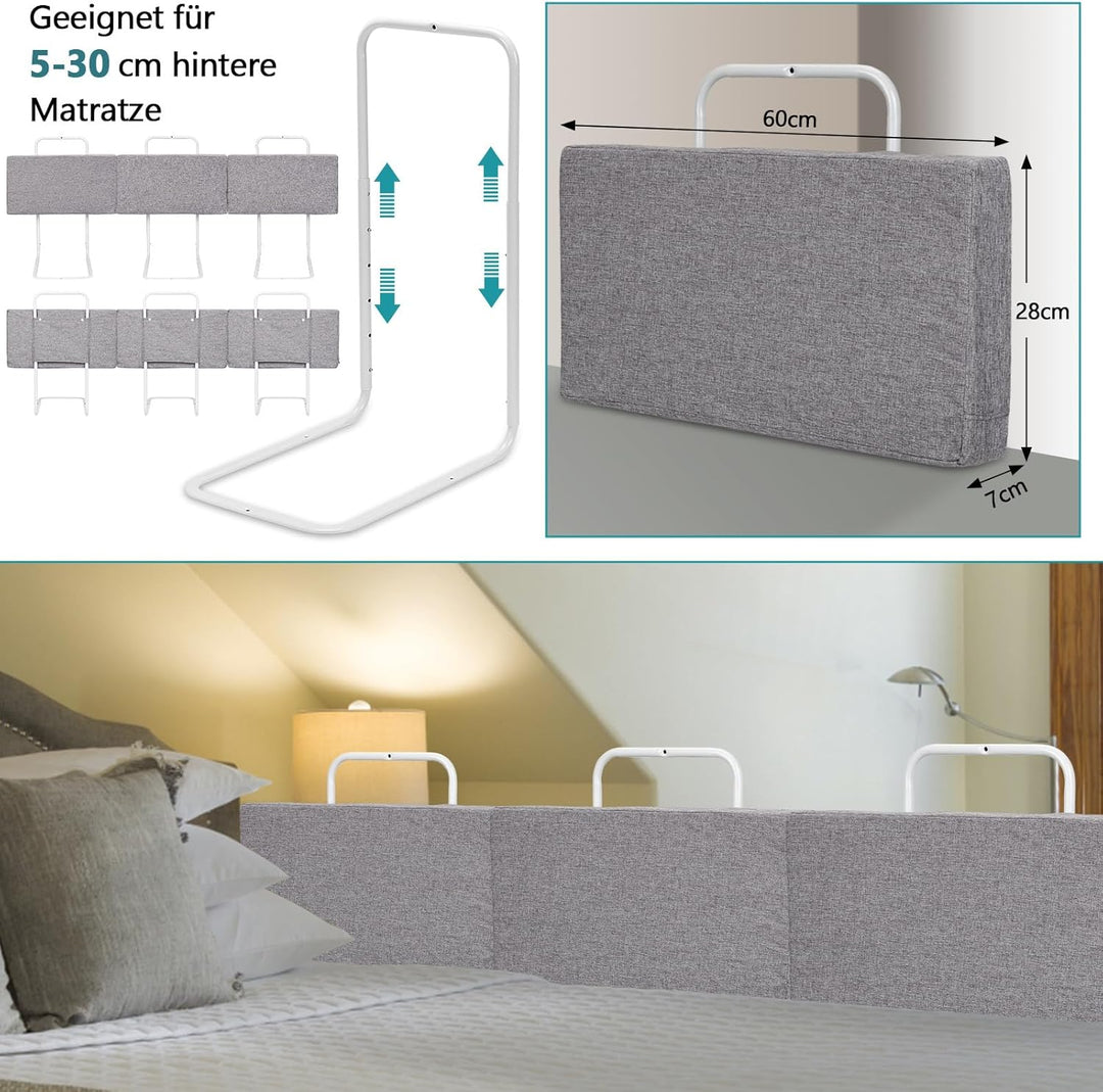 Bettgitter Bettschutzgitter 60 cm, Rausfallschutz für Kinderbett und Familienbett, 5-Fach höhenverst