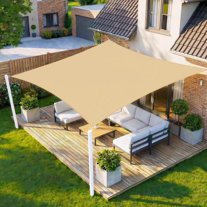 HENG FENG Sonnensegel 2.5x2.5m Rechteckig Wasserdicht mit 95% UV-Schutz Sonnenschutz für Garten Terr