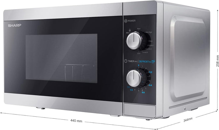 SHARP MG01ES Mikrowelle mit Grill (Mikrowelle: 800W, Grill: 1000W, 5 Leistungsstufen, Auftaufunktion