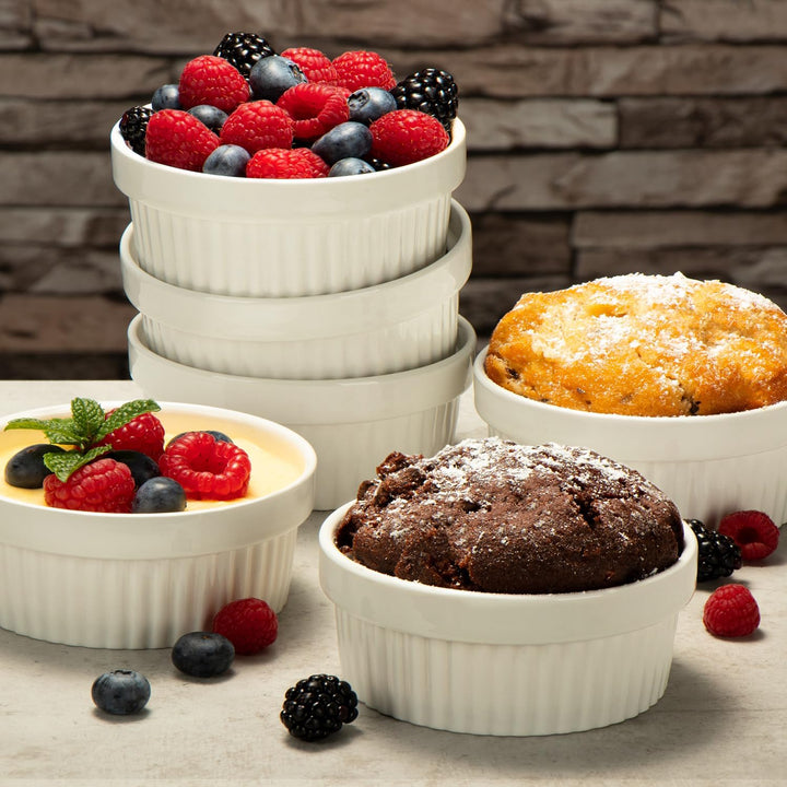 COM-FOUR® 12x Soufflé Förmchen - Creme Brulee Schälchen aus Keramik - Ofenfeste Förmchen - Dessertsc