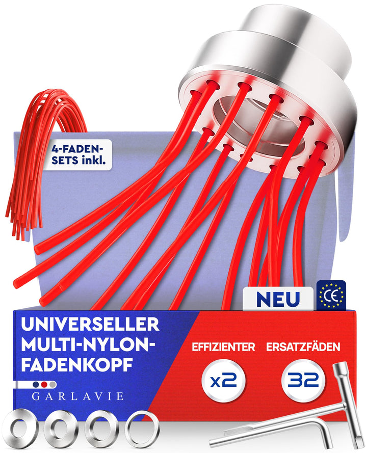 Garlavie Multi-String Unkrautbürste Nylon – Mähkopf aus Aluminium mit Adapter & Fäden, Aufsatz für F