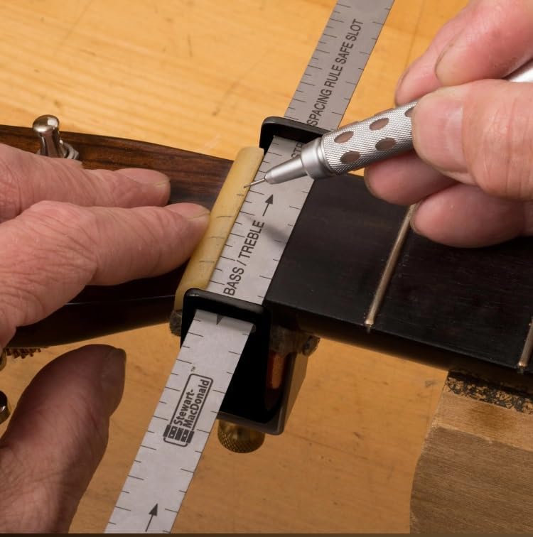 Saitenabstandslineal für Gitarre, Bass, Mandoline, Banjo – lasergeätztes Edelstahl-Mutterschlitz- un