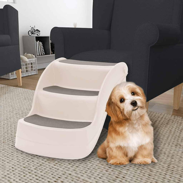 vidaXL Hundetreppe mit 3 Stufen Klappbar Creme 50x38x38 cm Kunststoff, Creme