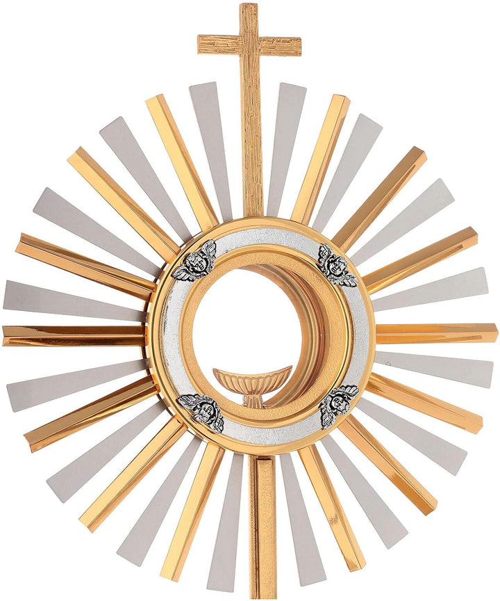 Holyart Achteckigen-Basis Monstranz, 40 cm (15.7 inc.), Inner diameter: 9.5 cm