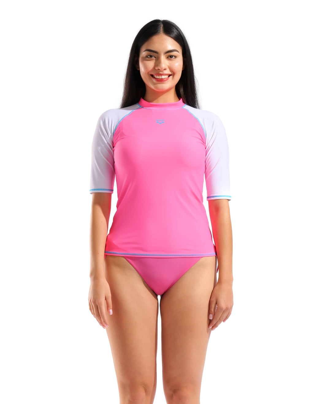 Arena Damen W Arena Rash Vest S/S Graphic Shirt M Shocking Pink-white, M Shocking Pink-white