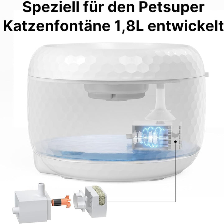 Ersatzpumpe für 1,8L/62oz PW01 Katzenwasserbrunnen, Kabellose Haustierwasserbrunnen-Pumpe mit Ultra-