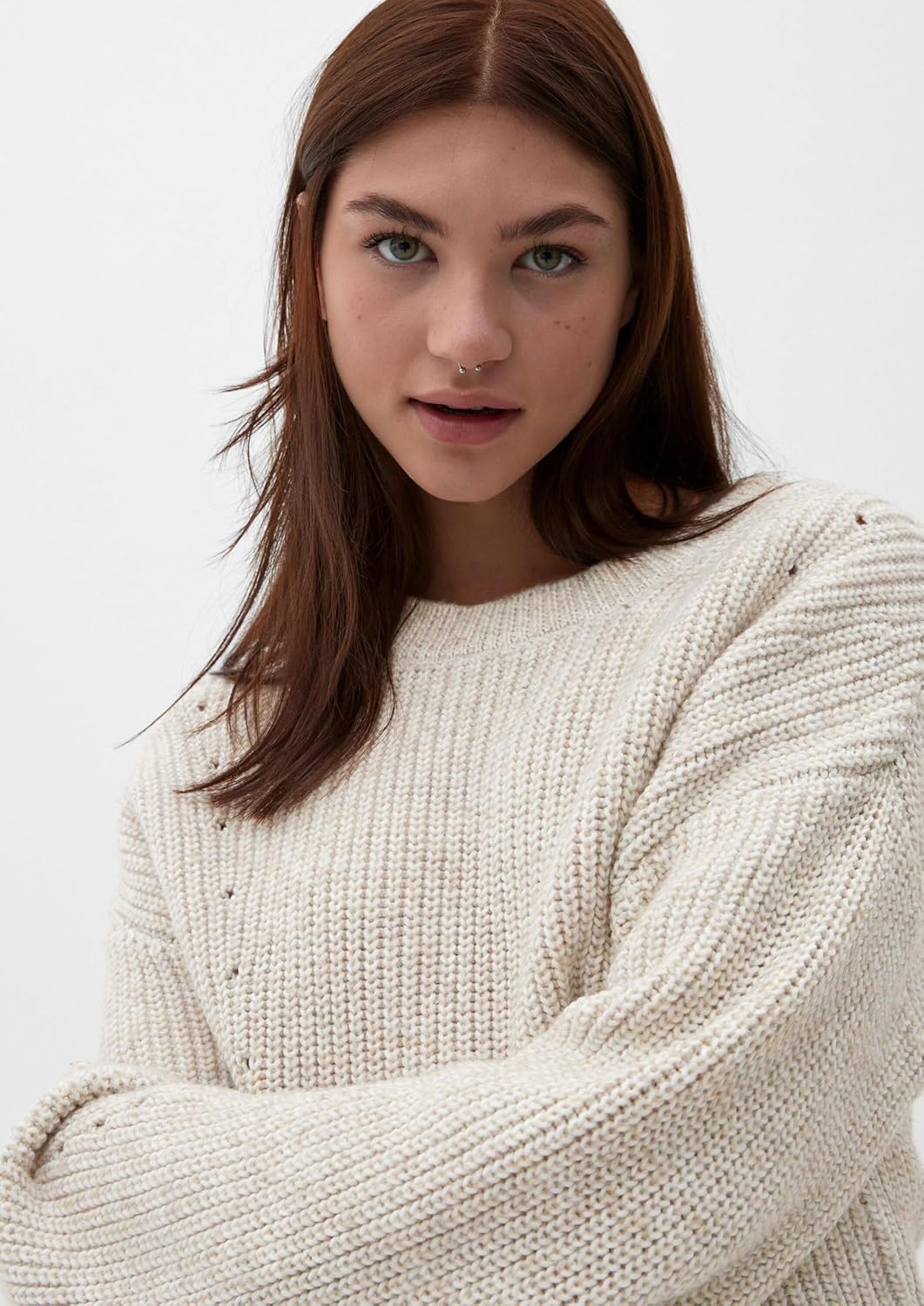 QS Damen Strickpullover M Weiss, M Weiß