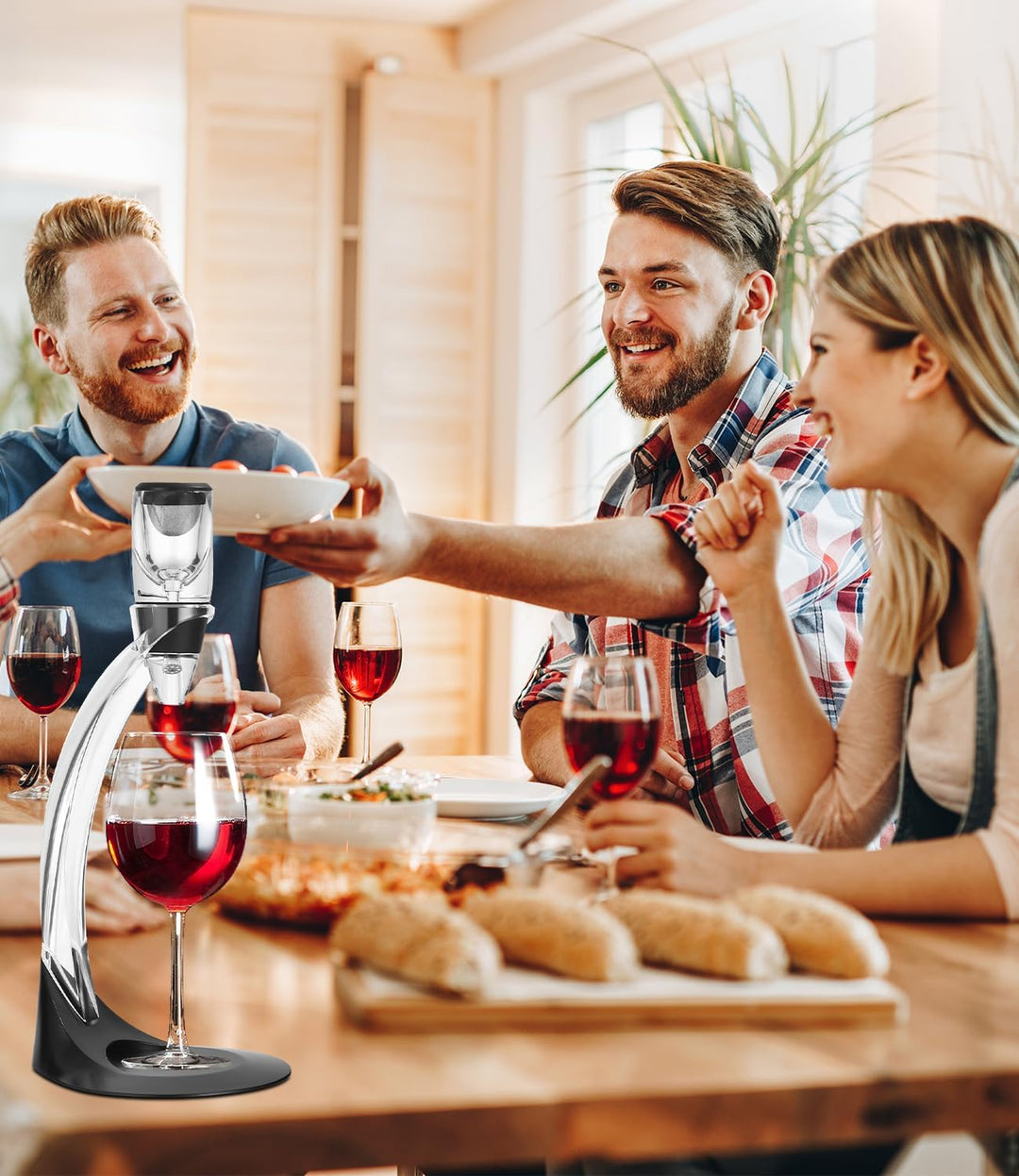 Zaxiva Luxus Wein Dekanter Set, Hochwertiger Rotwein Dekanter mit Weinbelüfter, Vakuum Weinstopper &