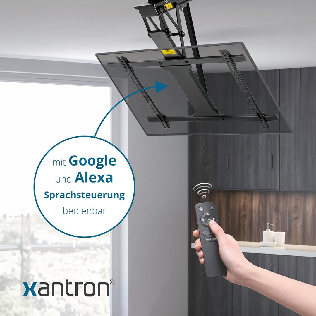Xantron® DEHA-600E-Roto TV Deckenhalterung Elektrisch Klappbar Neigbar & Drehbar / 32-75 Zoll [Sprac
