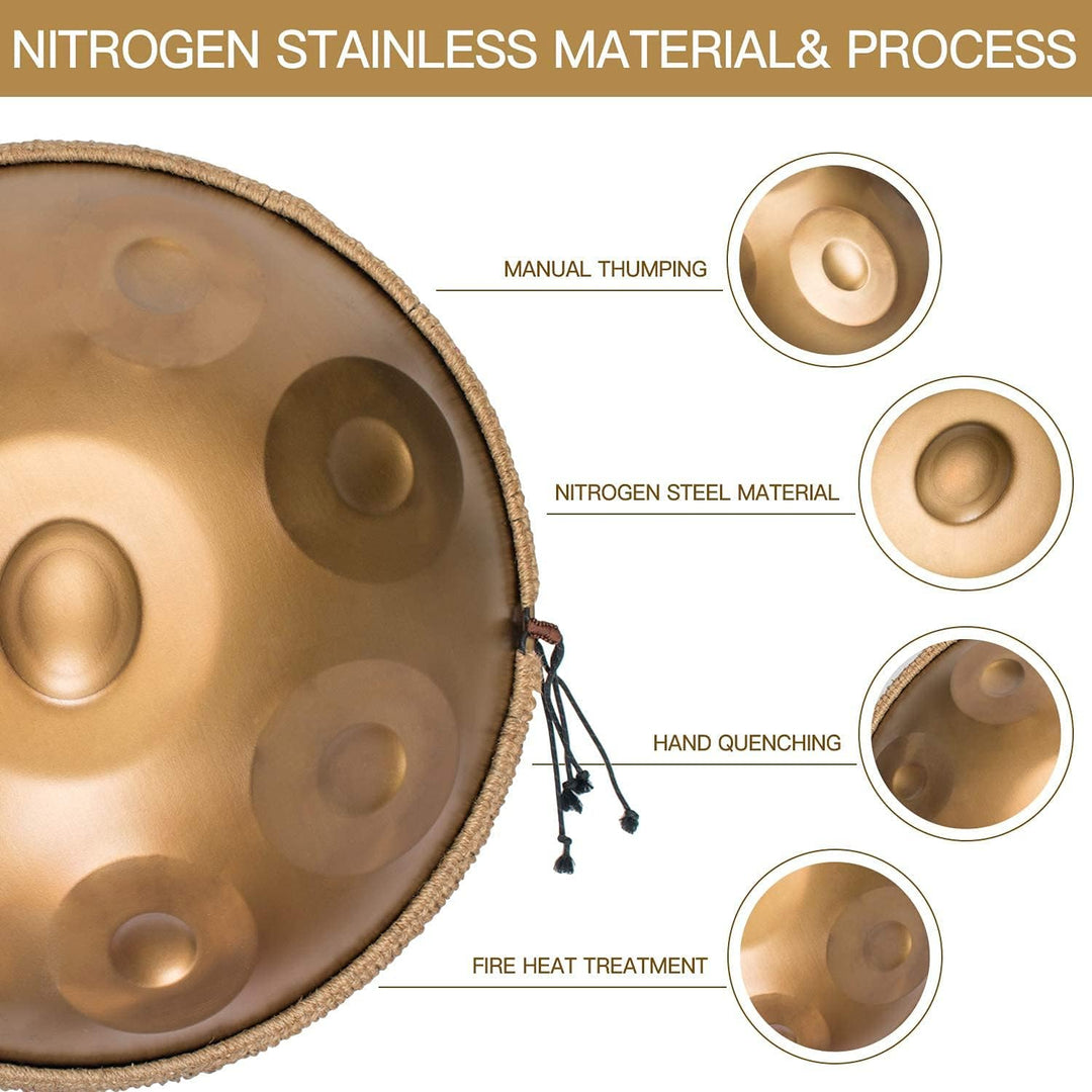 9 10 12 Noten Handpan Drum Instrument, Handpan Drum In D Minor, 432 Hz Stahlhandtrommel Mit Soft Han